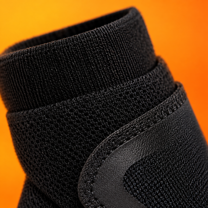 Close-up of the breathable knit fabric of the ankle brace