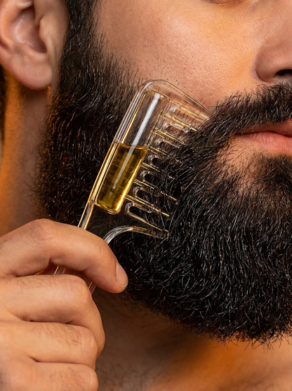 Scalp applicator comb in use