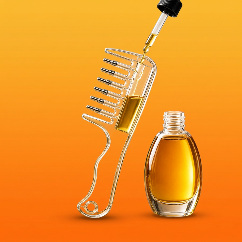 Clear scalp applicator comb for hair and beard oil