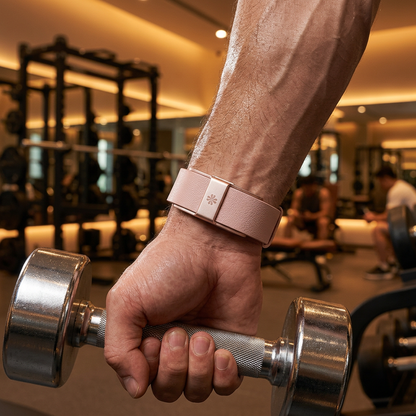 Smart bracelet worn during a gym workout