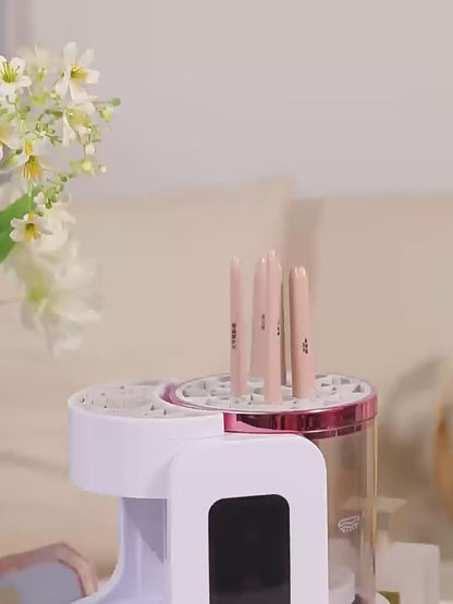 Electric Makeup Brush Cleaner — Washes, Dries & UV-Sterilises in 60 Seconds